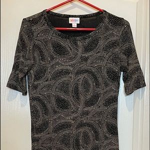 Lularoe evening dress size Small with metallic accents on spandex fabric